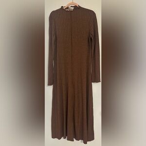Mango Chocolate Brown Long Sleeve Sweater Dress
